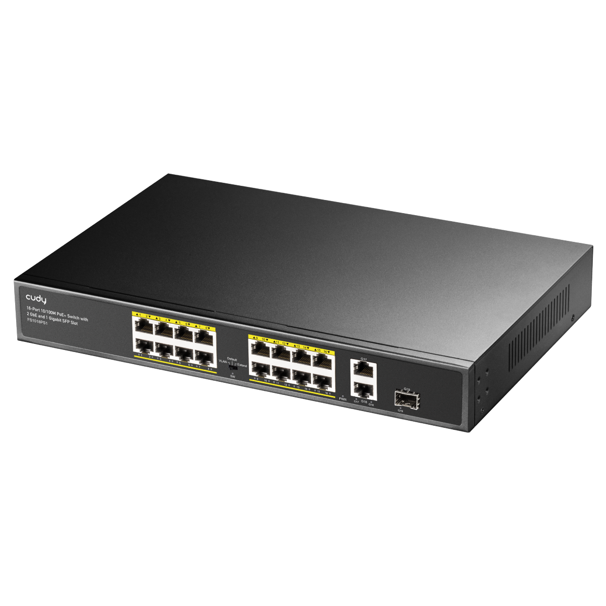 16-Port 10/100M PoE + Switch with 1Gbit Uplink + 1Gbit Combo SFP Port